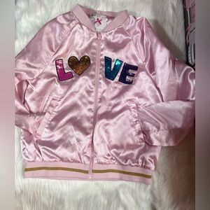 H&M Pink Satin Jacket with Heart Detail